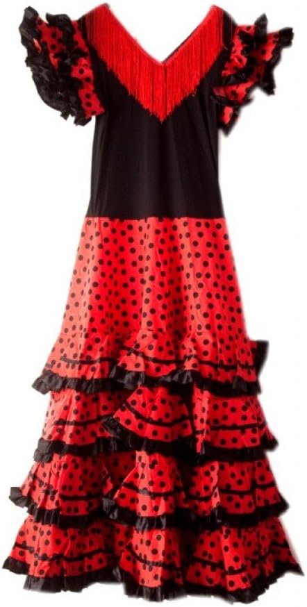 Spanisches Flamenco-Kleid für Damen, 40-42 Schwarz - Rot