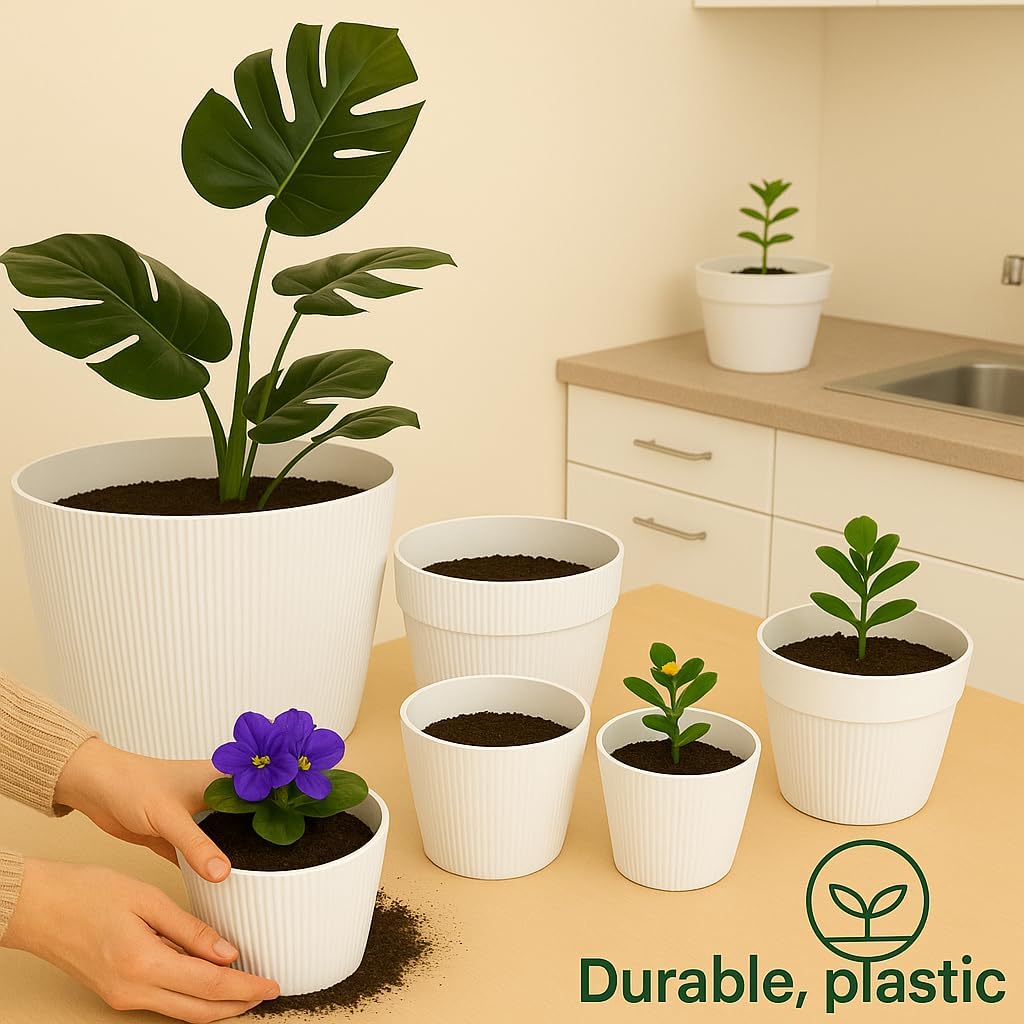 Blumentopf-Set, Ø 18 cm (7.08 inch) Weiss