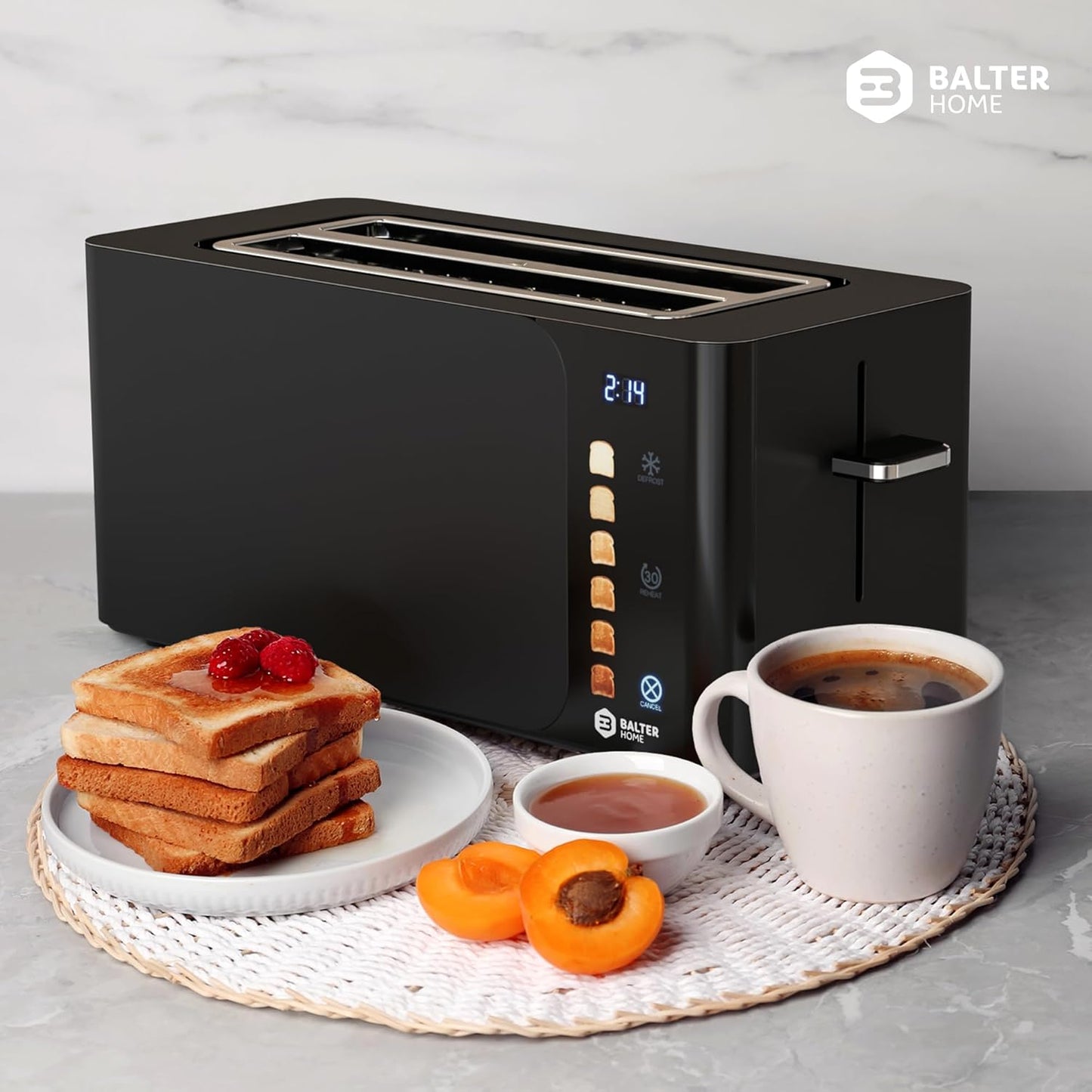 Langschlitztoaster TS-44 mit Touch-Bedienung und LCD Display, Schwarz Touch S