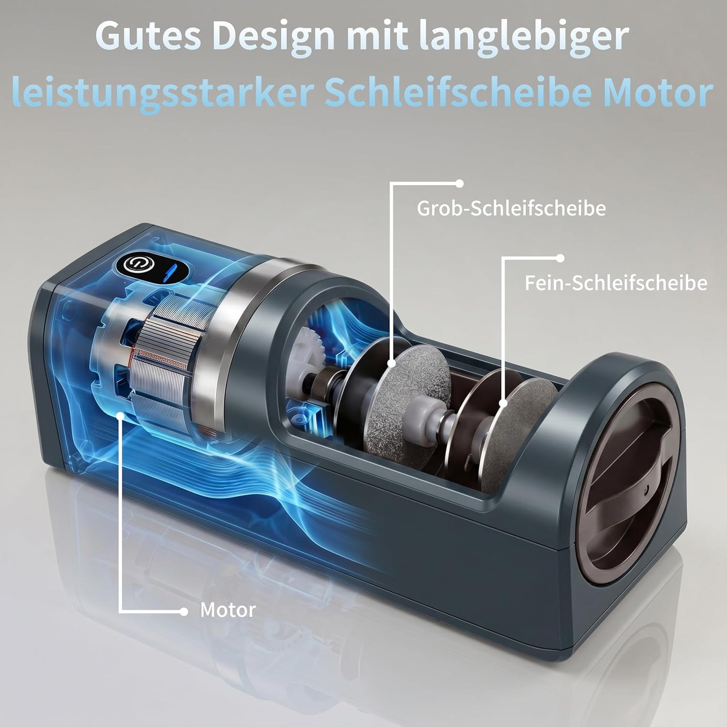 Elektrischer 5-in-1 Messerschärfer mit Diamantklingen, Grün