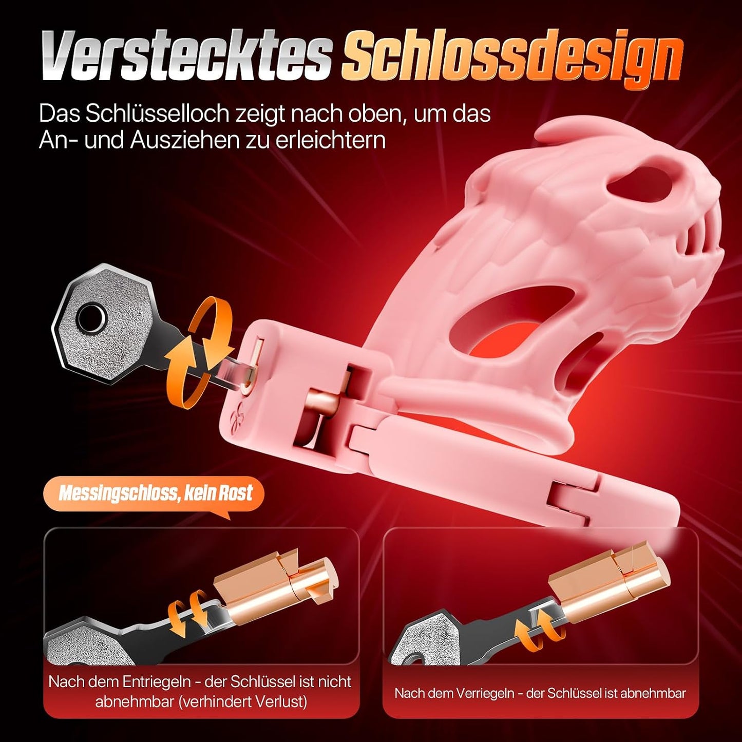 Chastity Cage für Männer mit Schloss, Rosa