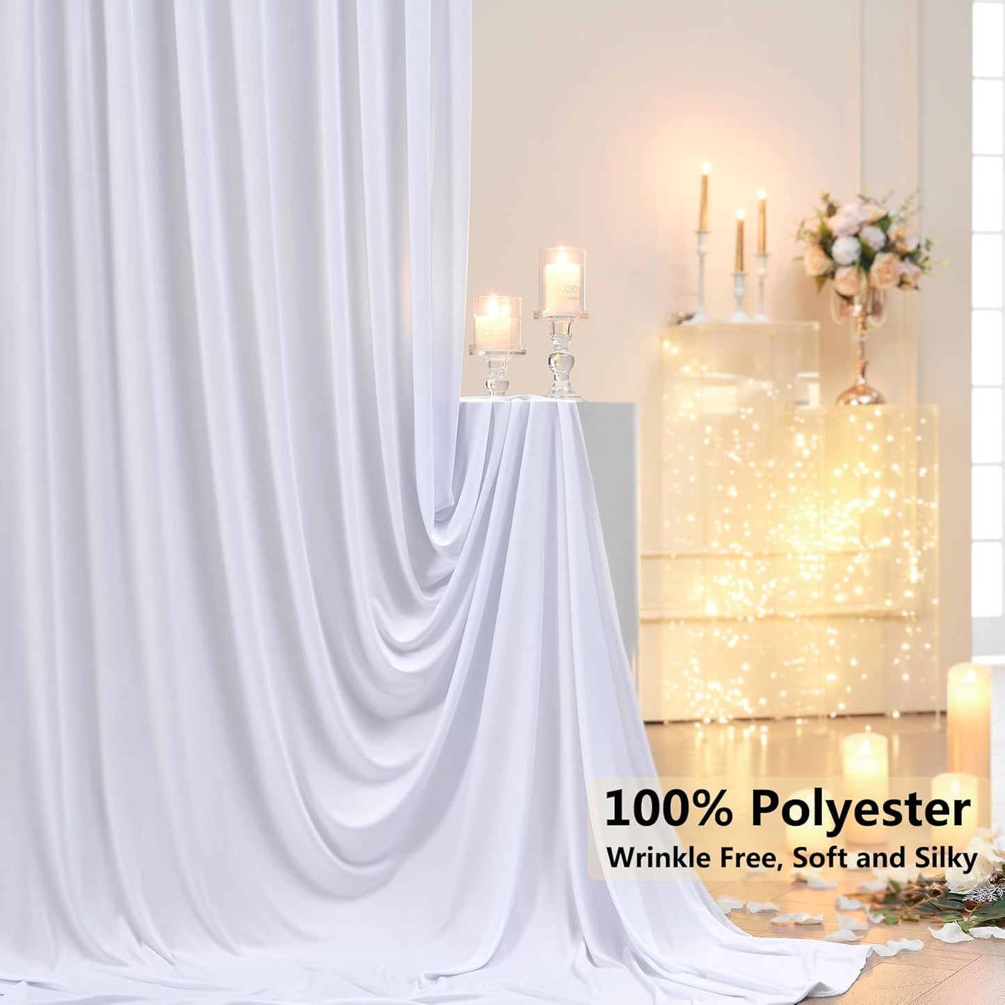 Faltenfreie Hintergrund Vorhänge-Set (4 Stück), W150×H300cm(4 Stücke) Weiss