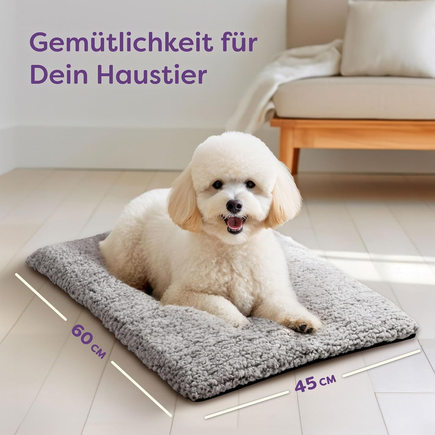 Selbstheizende Katzendecke mit rutschfester Unterseite, Grau
