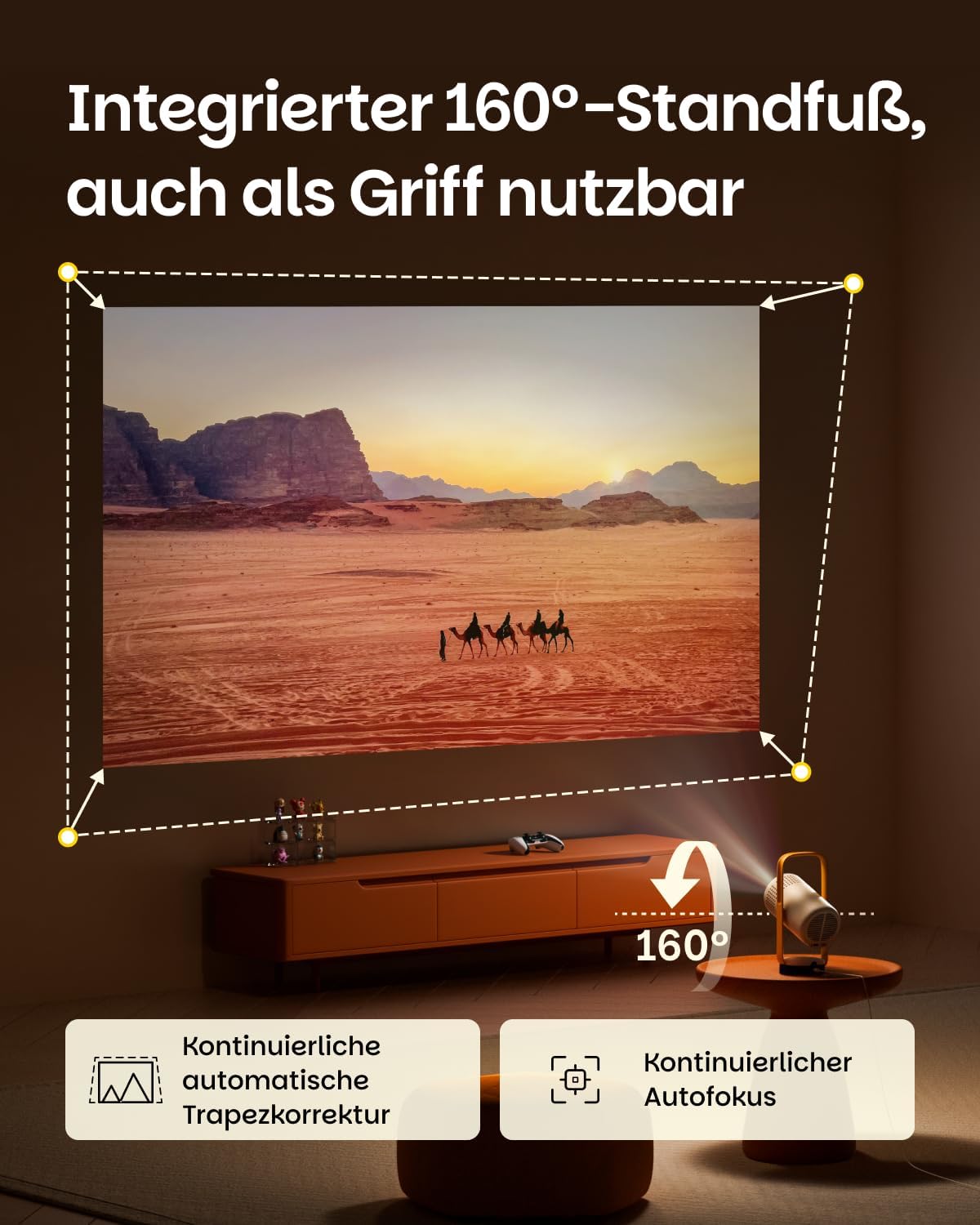 Vibe One Mini-Beamer mit Google TV, Cloud Ash
