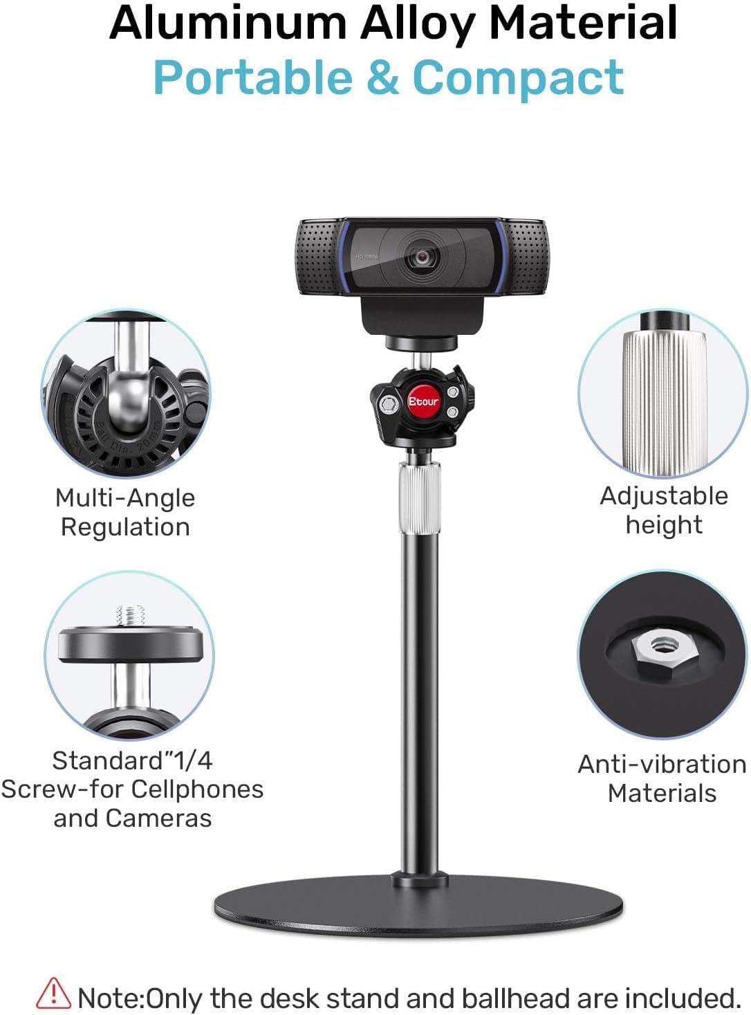 Webcam-Ständer mit 360° Kugelkopf