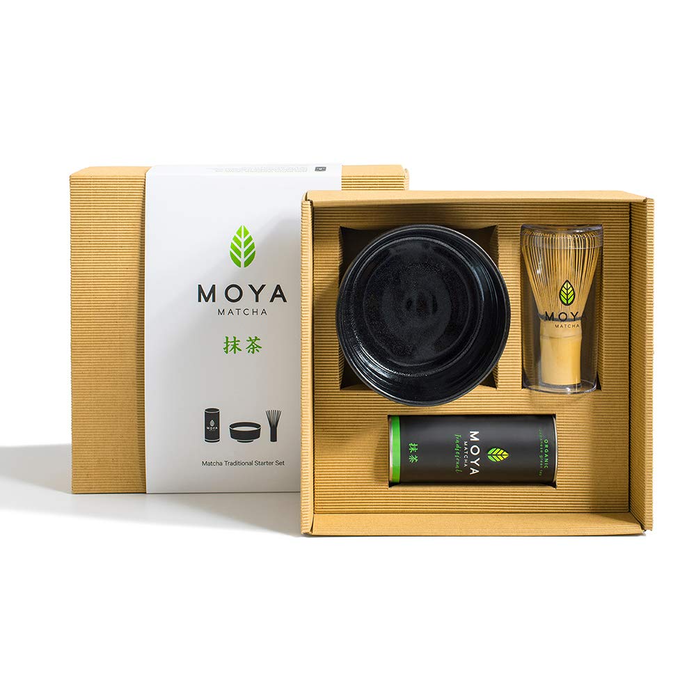 Matcha Tee Set (3-teilig), 3-teiliges Traditional Matcha Set schwarzer Schale
