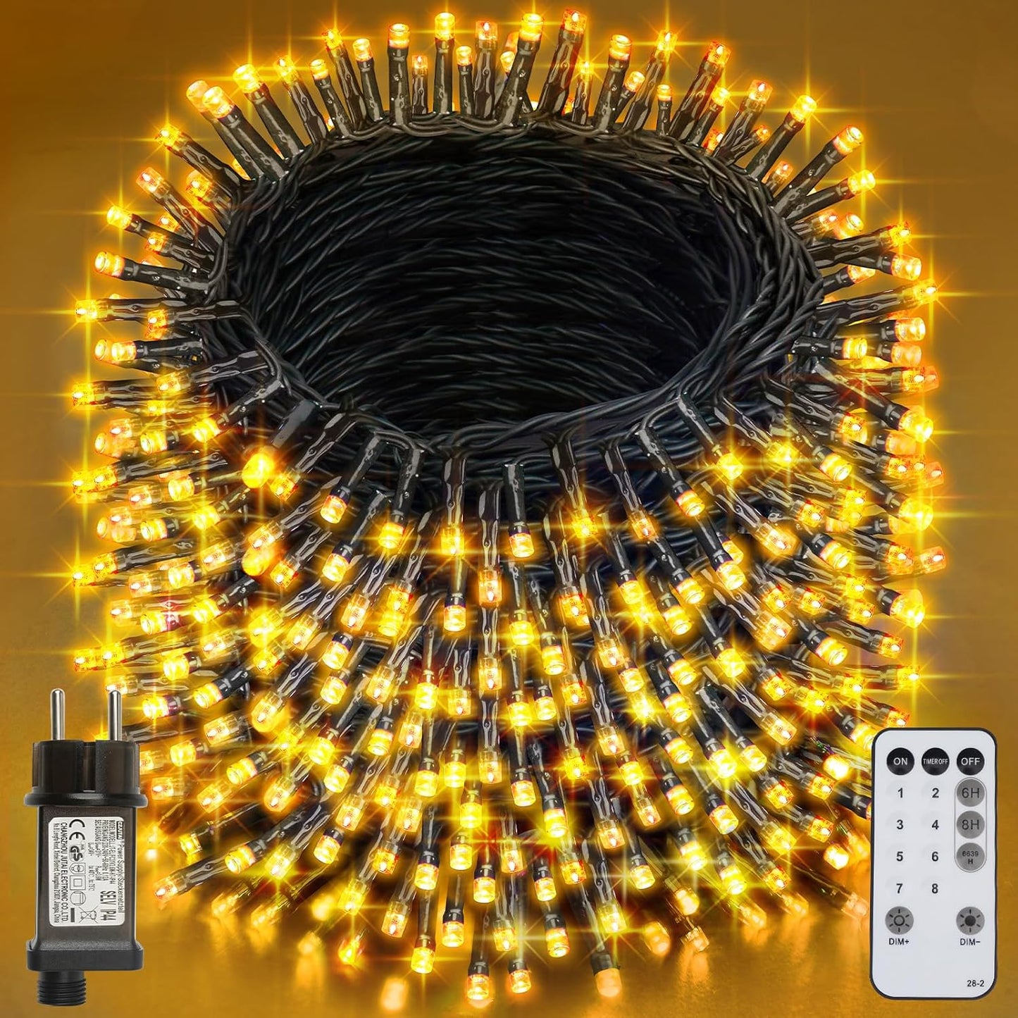 800er LED Lichterkette mit Fernbedienung und Timer, Warmweiss, 800 LEDs