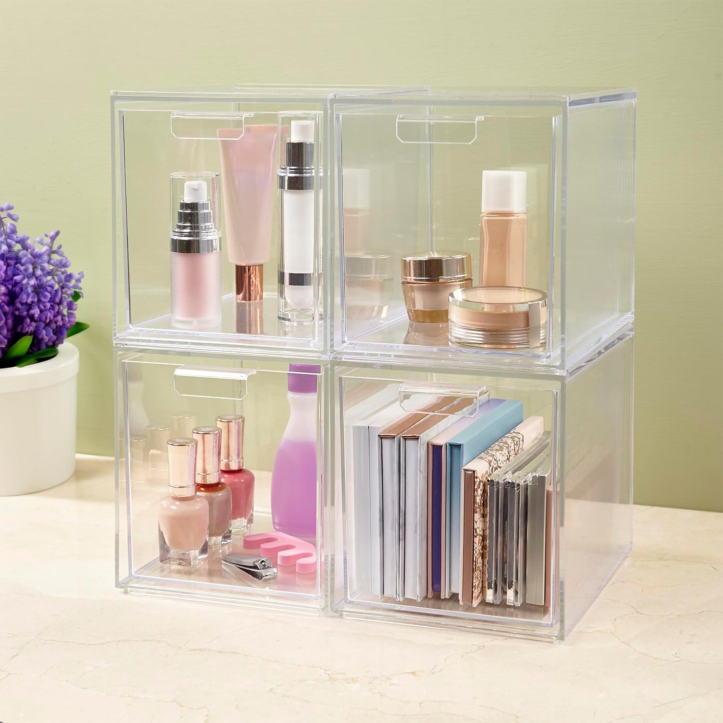 2er-Set Stapelbare Kosmetik-Organizer, 6-3/4\" Tall Drawers