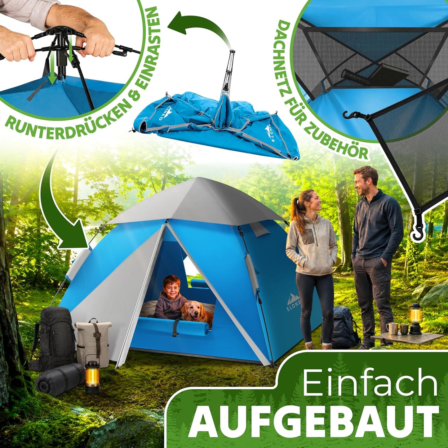 Wurfzelt, Blau