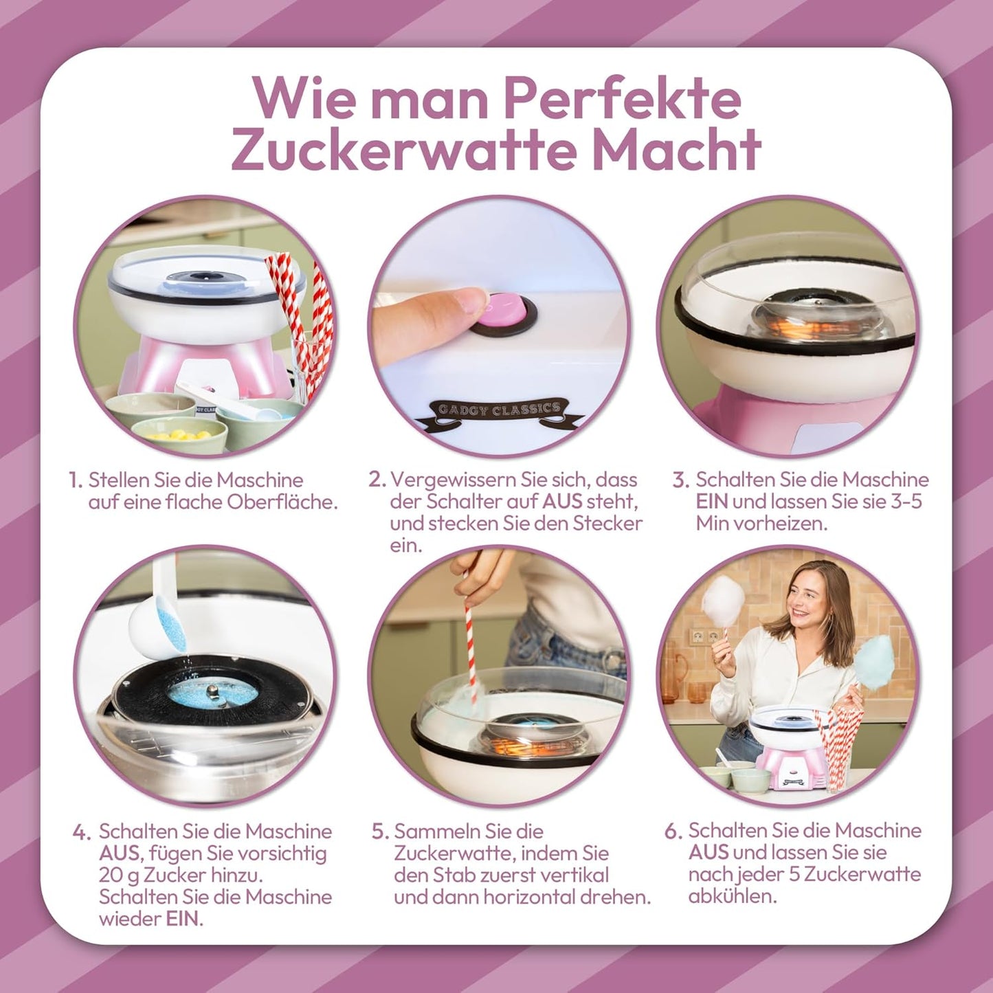Retro Zuckerwattemaschine, Rosa