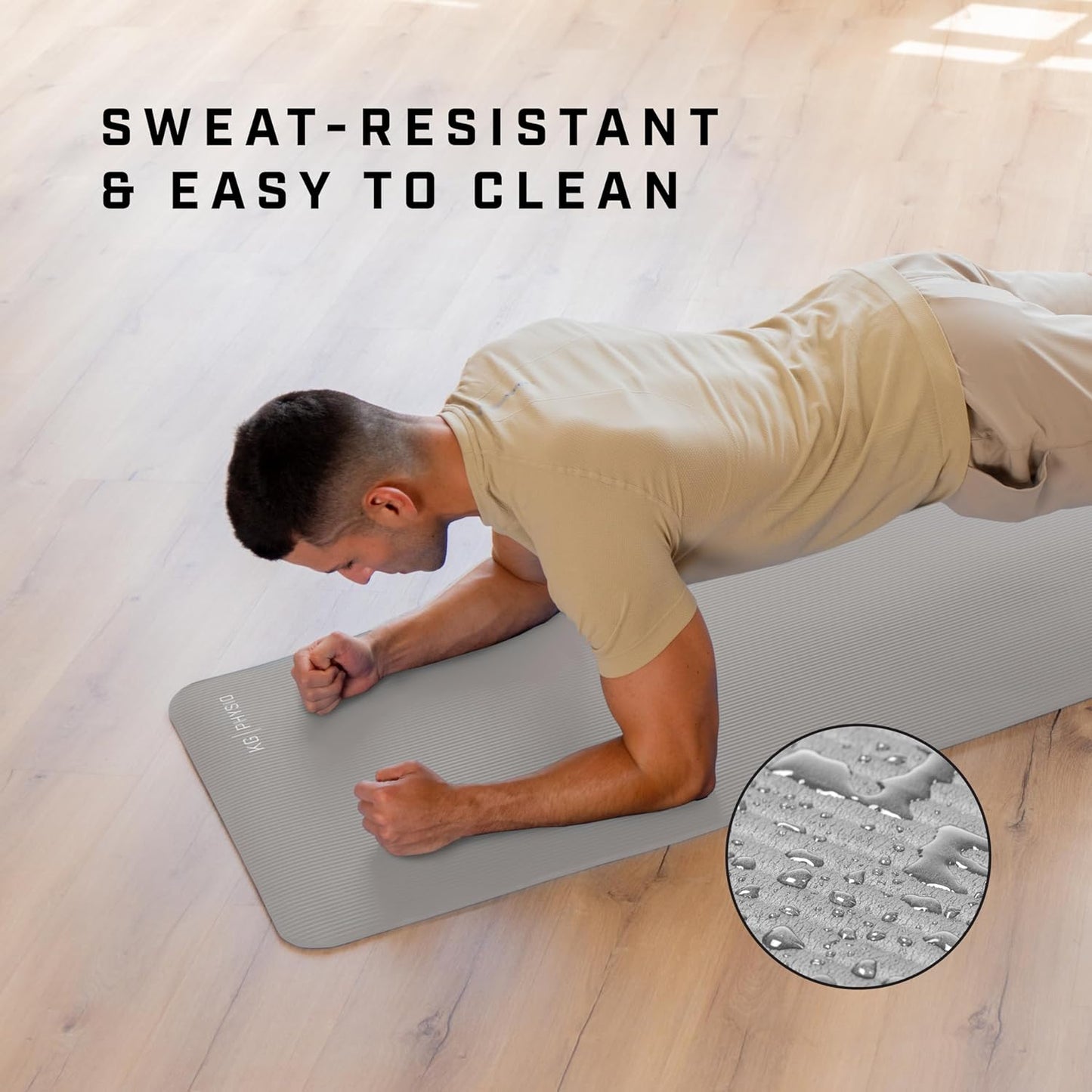 Rutschfeste Yogamatte mit Tragegurt, Grey