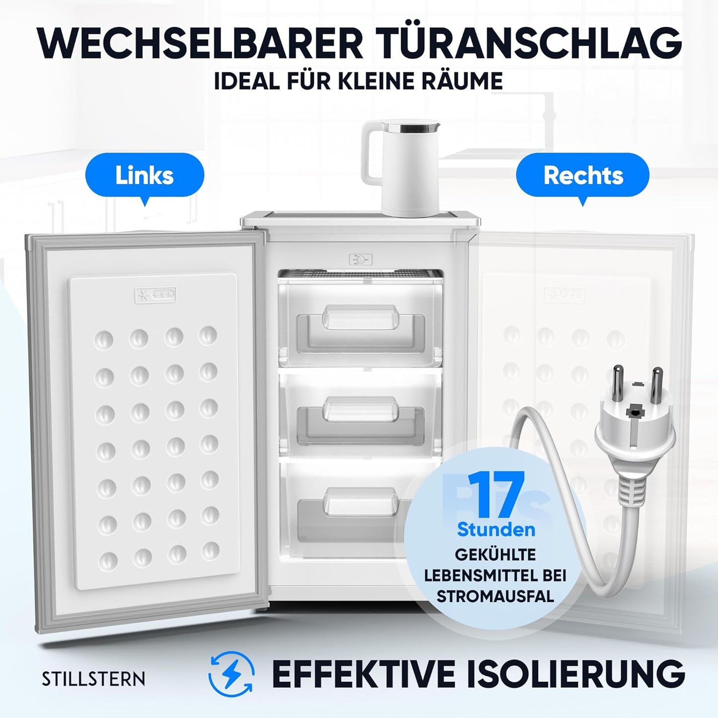 Mini Gefrierschrank mit 3 Fächern (73L), Silber