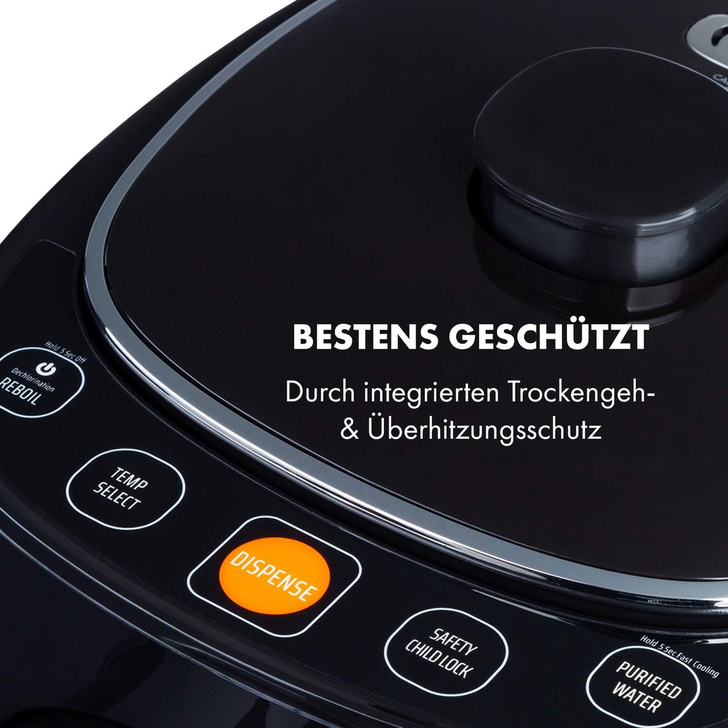 Heisswasserspender mit LCD-Display, Schwarz