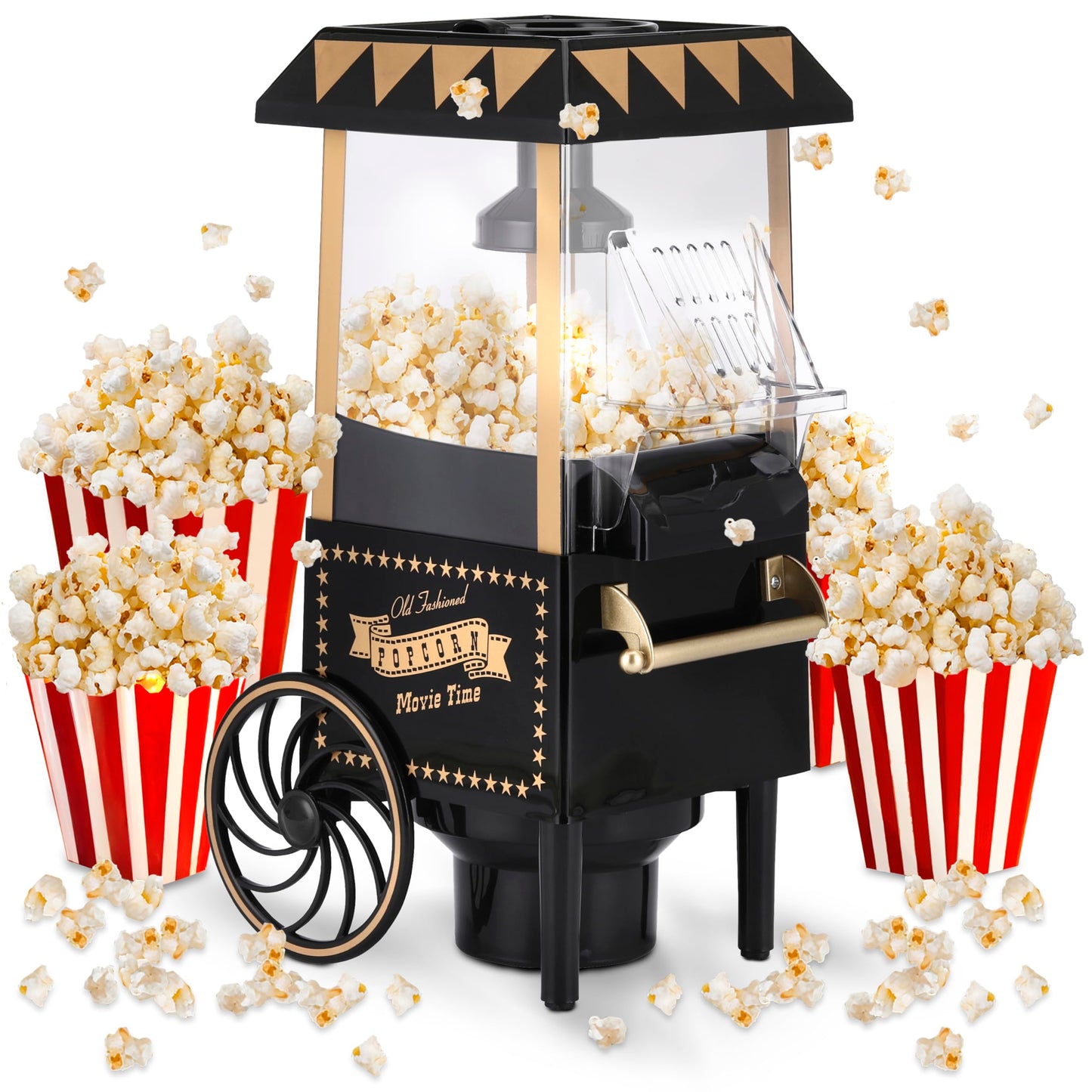 Retro-Popcornmaschine, Schwarz