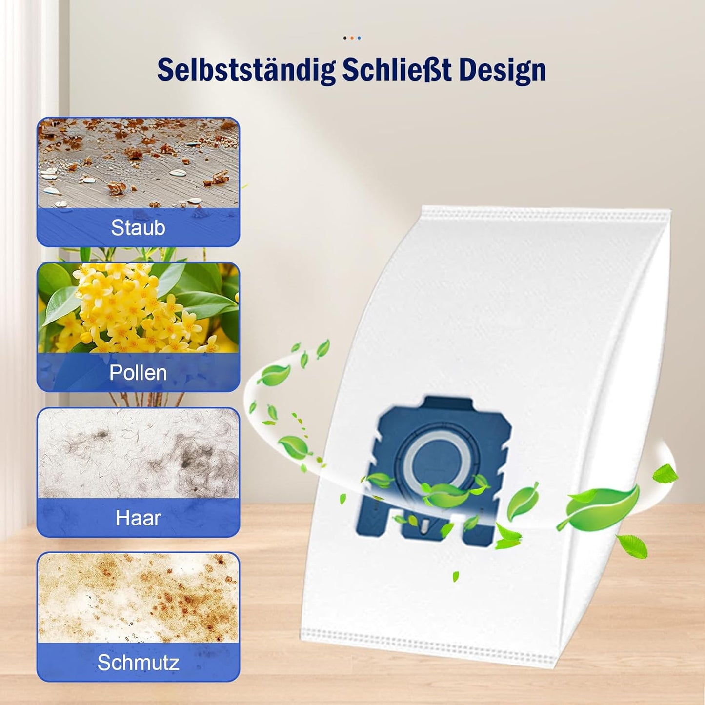 10 x Staubsaugerbeutel mit Abluft- und Motorschutzfilter, 10 Stück Staubsaugerbeutel