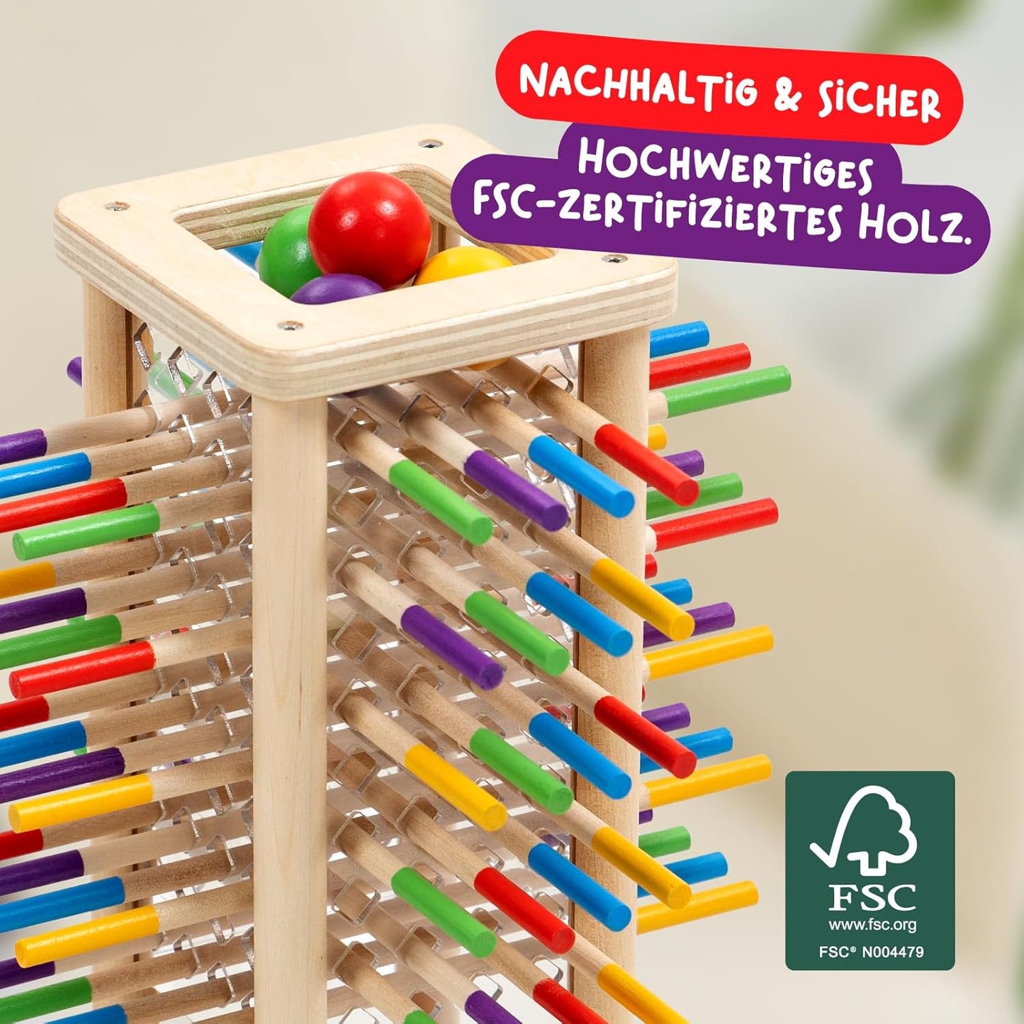 Ballfall Montessori Holzspielzeug, Ballfall