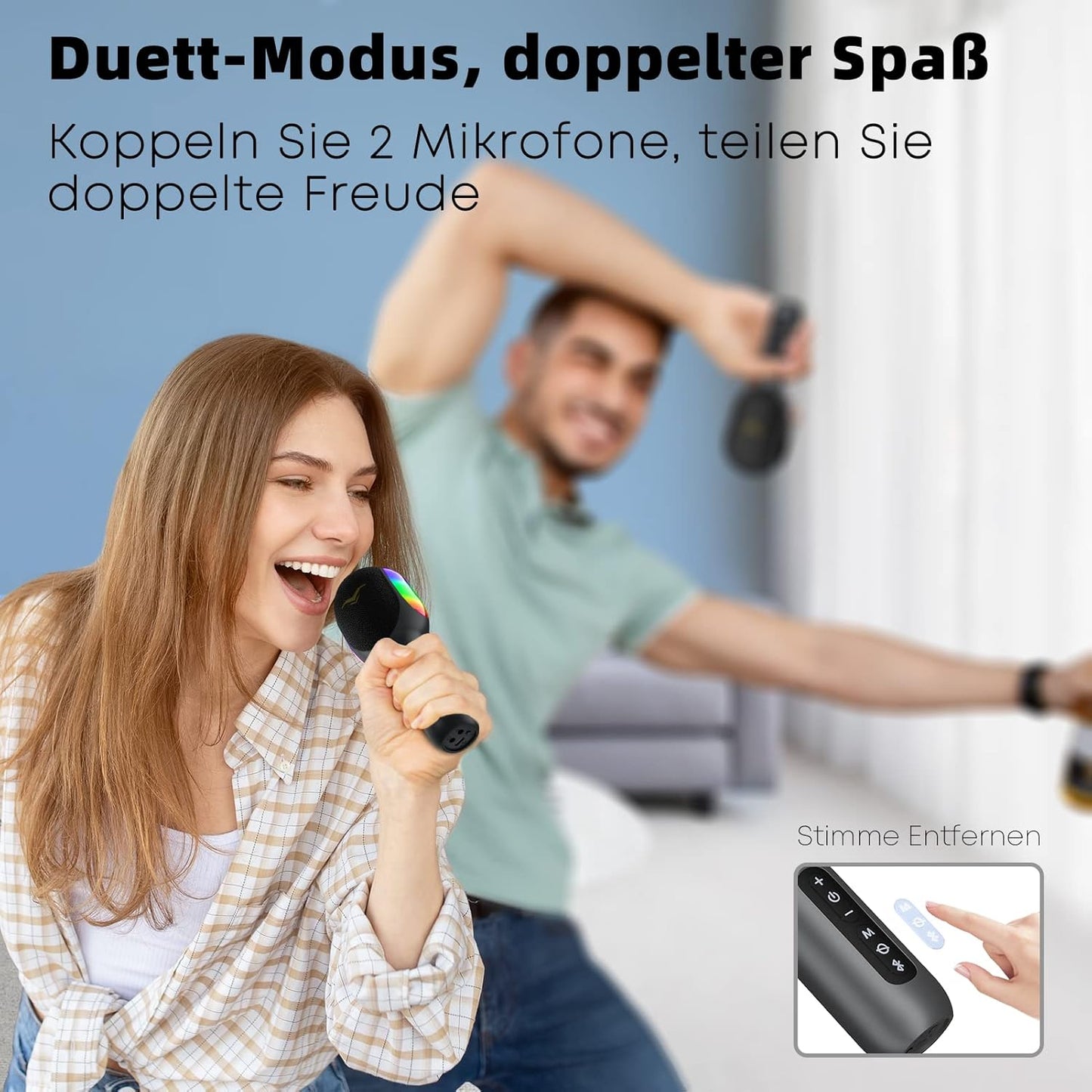 Karaoke-Mikrofon mit Bluetooth und Aufnahmefunktion, Grau