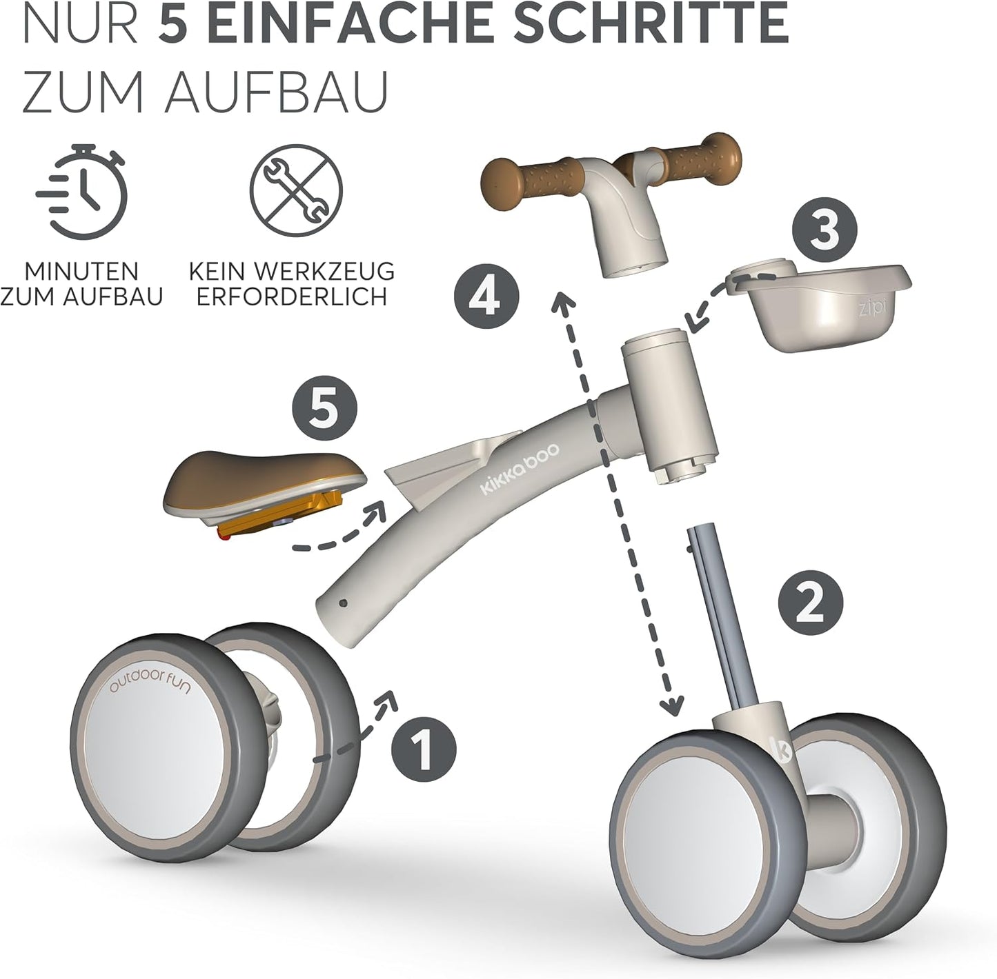 Laufrad mit Korb, Beige