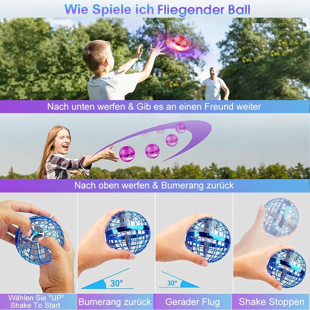 Fliegender Ball mit RGB-Licht, Blau