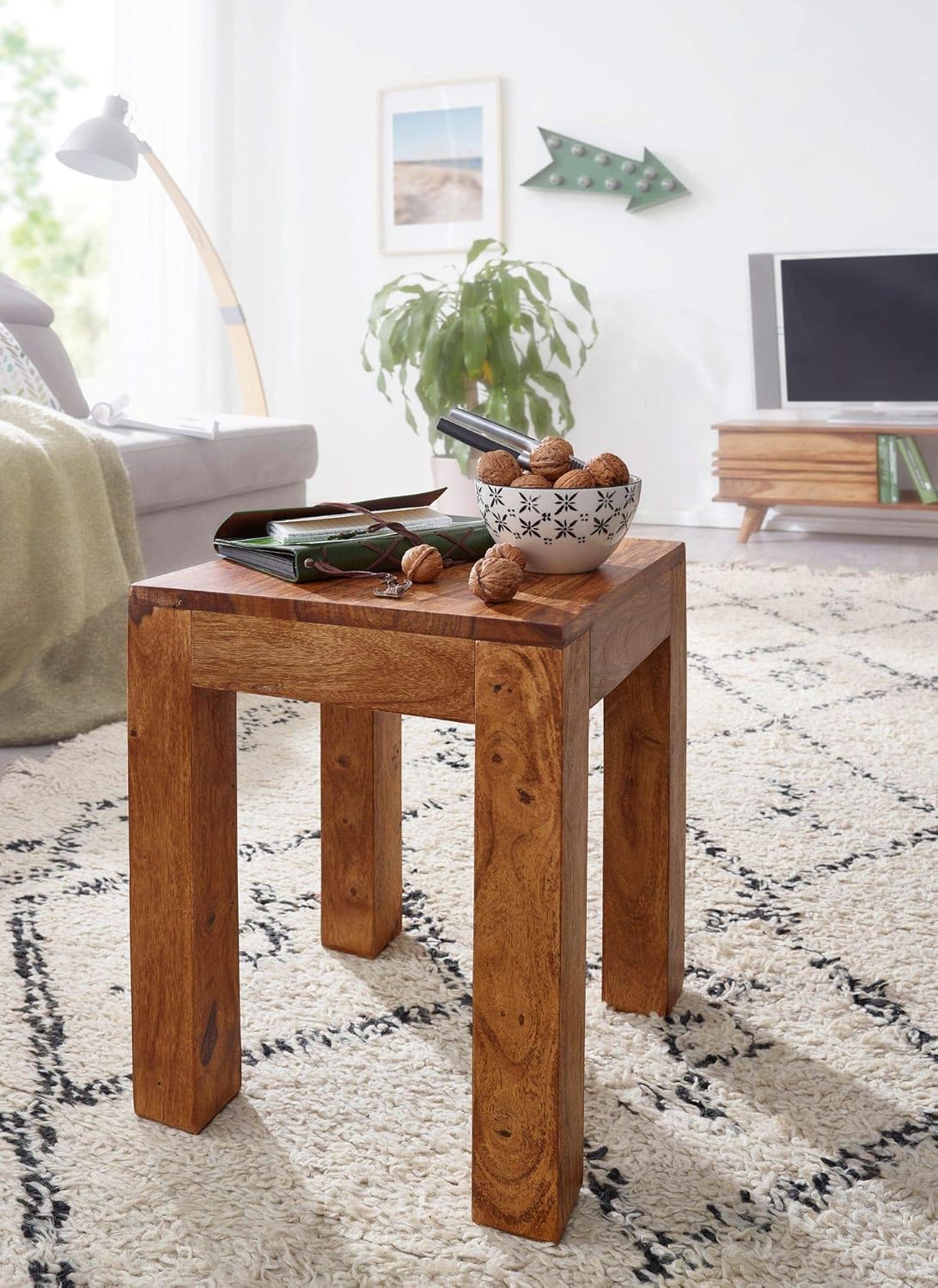 Massivholz-Tisch NAKO, Braun 35 x 35 x 45