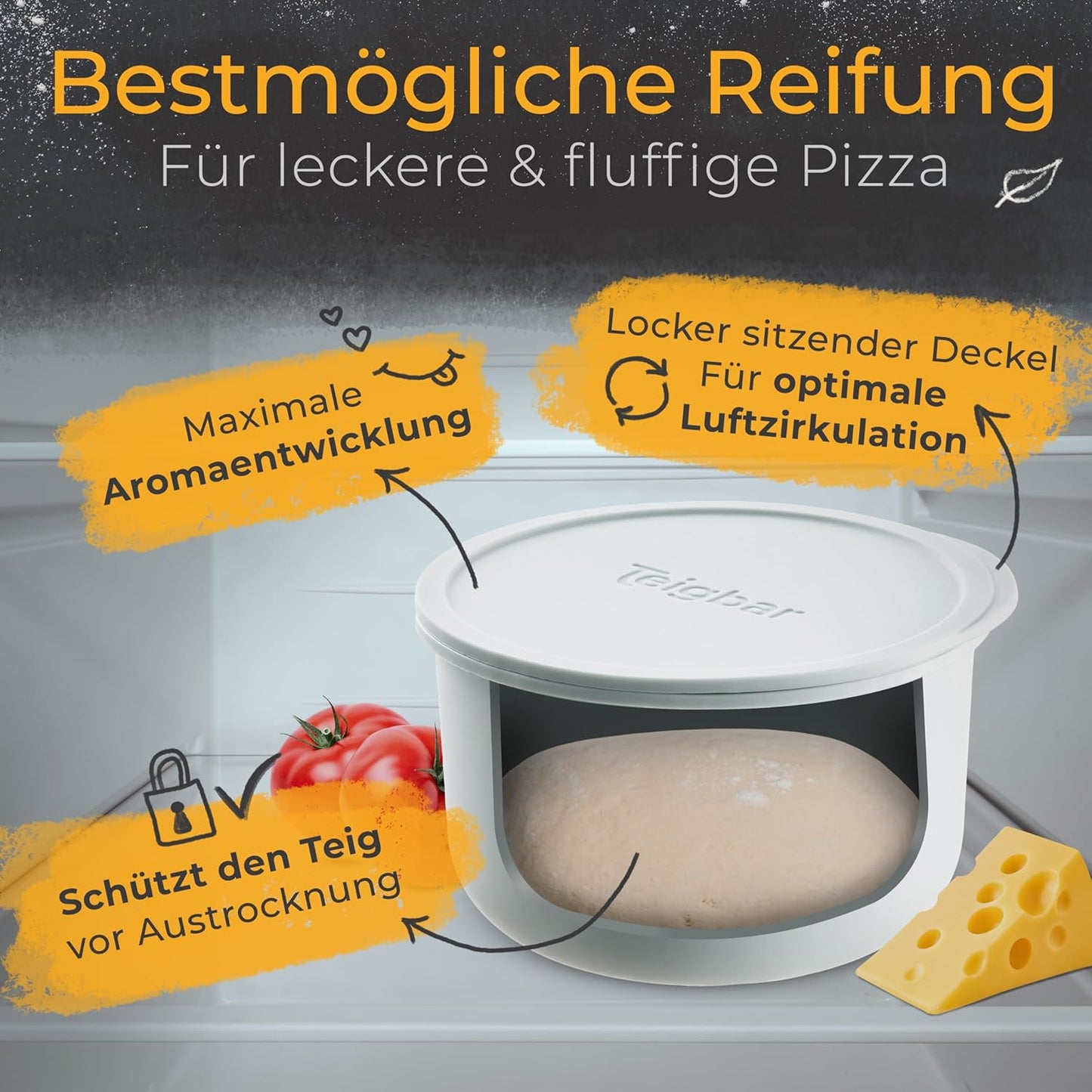 4er-Set Pizzaballenbox mit Deckel, Blau-weiss 4er Set