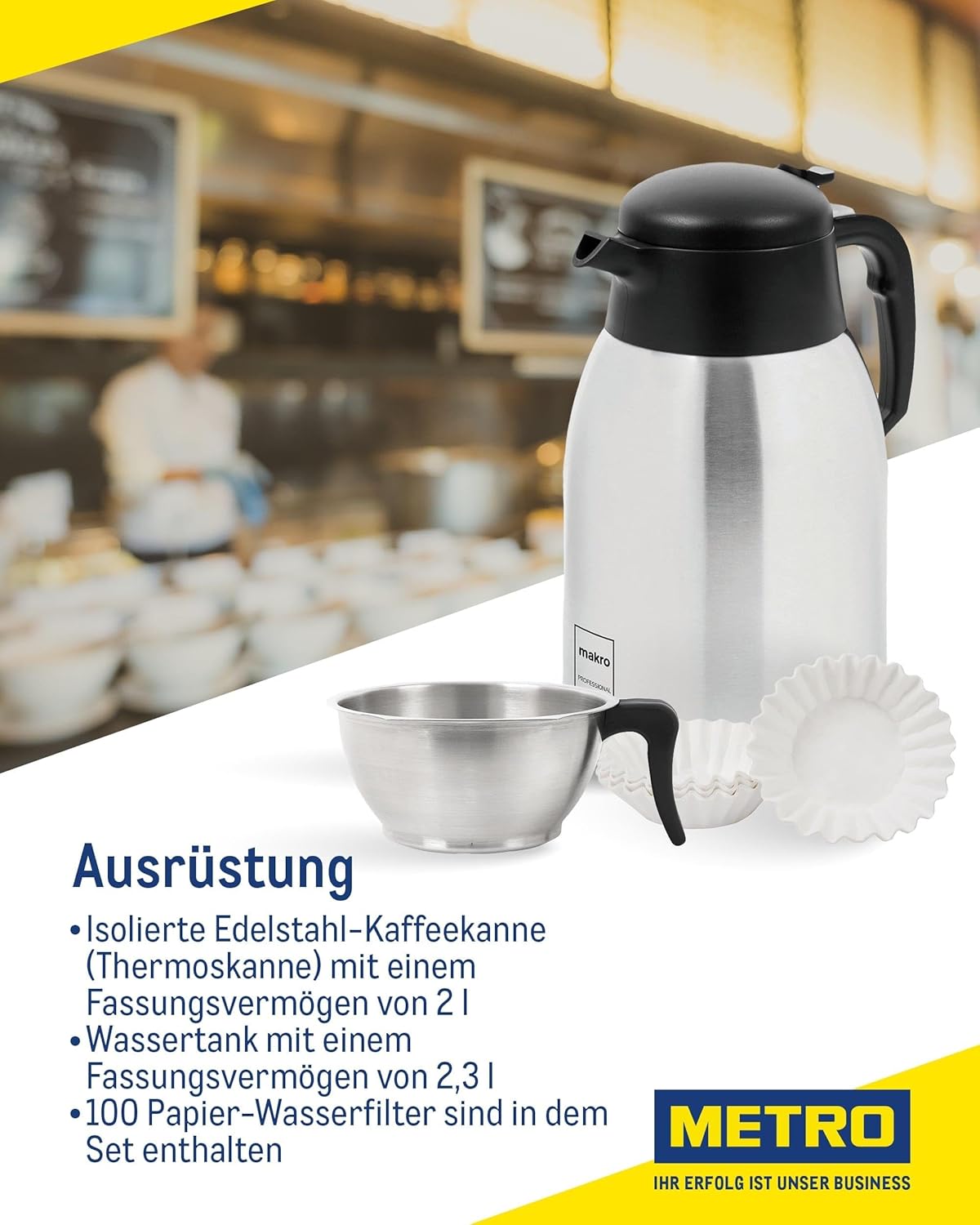 Filterkaffeemaschine mit Isolierkanne (2.3L), 2.3L Wassertank mit Isolierkanne