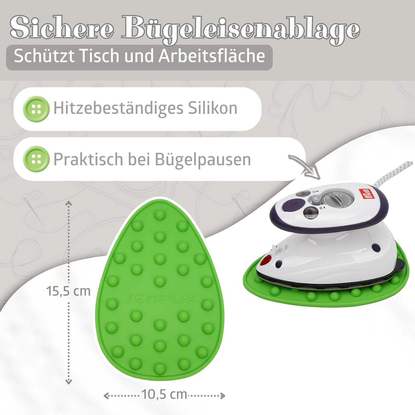Bügelunterlage-Set mit Mini-Dampf-Bügeleisen, Grün