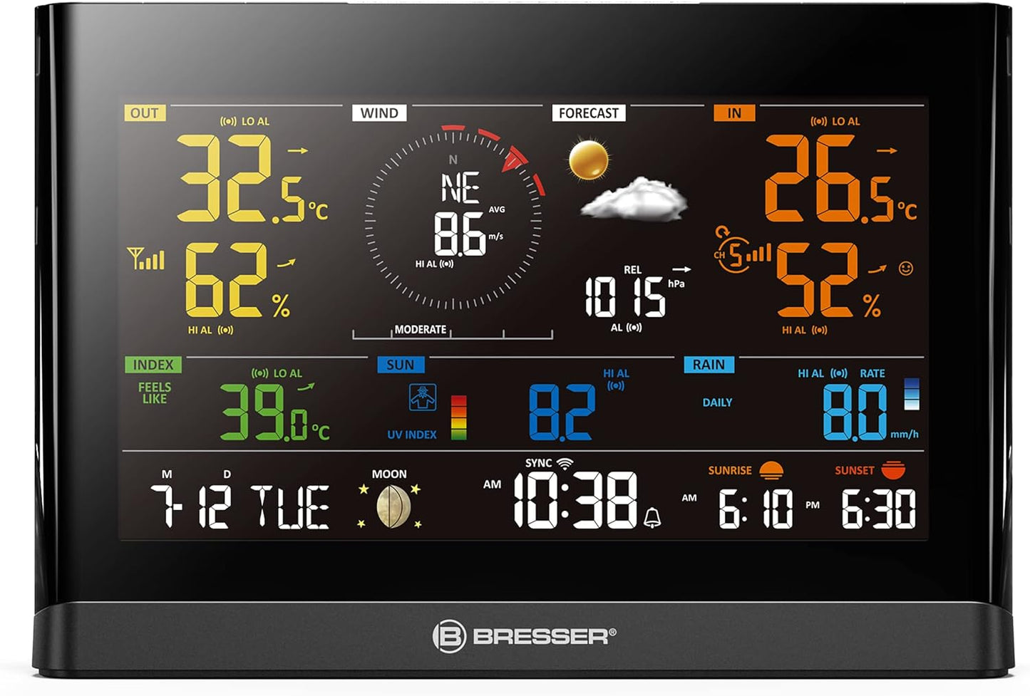 WLAN Comfort Wetterstation, 7-in-1 Wetterstation, schwarz, Single