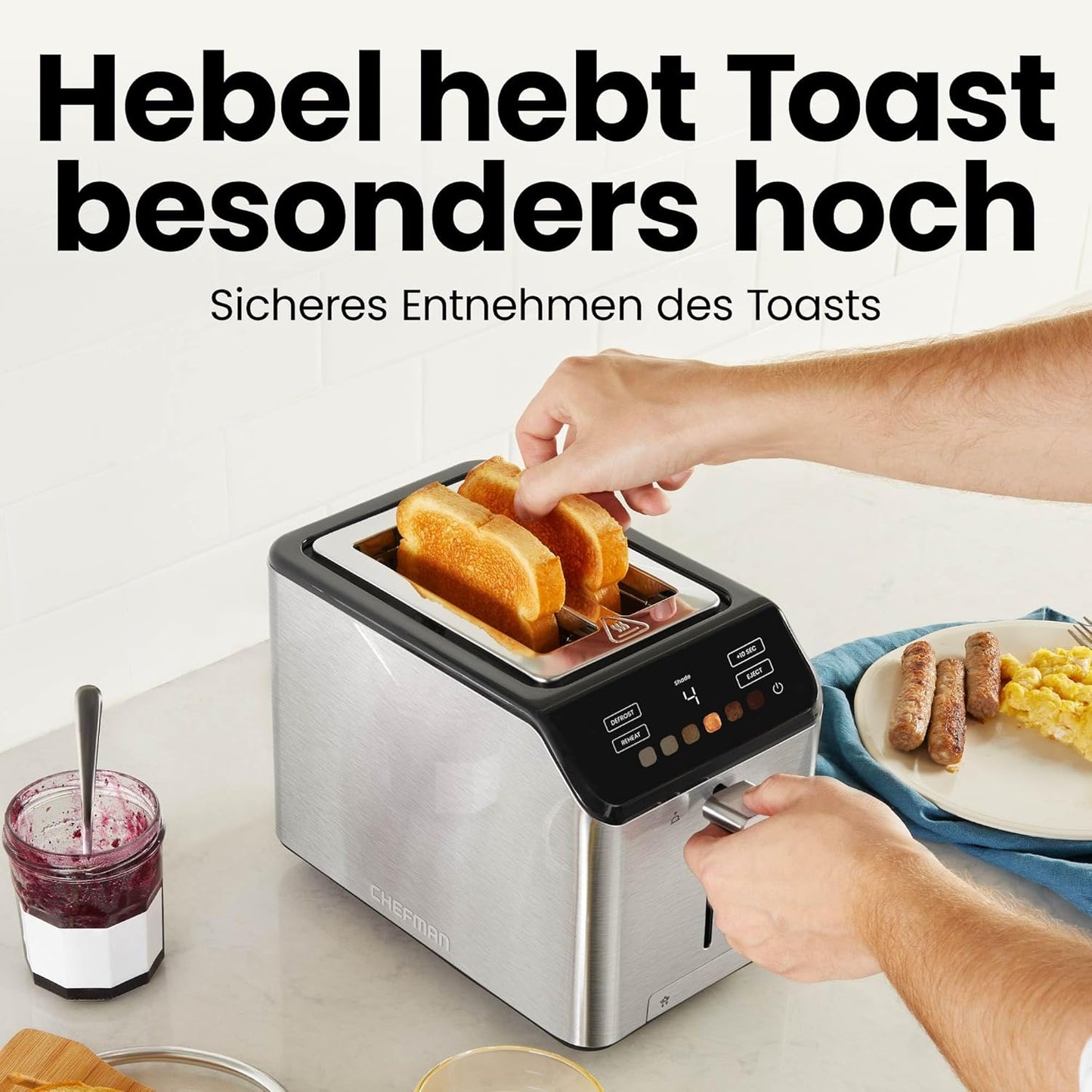 Digitaler 2-Scheiben-Toaster mit Touchscreen, Digital Edelstahl