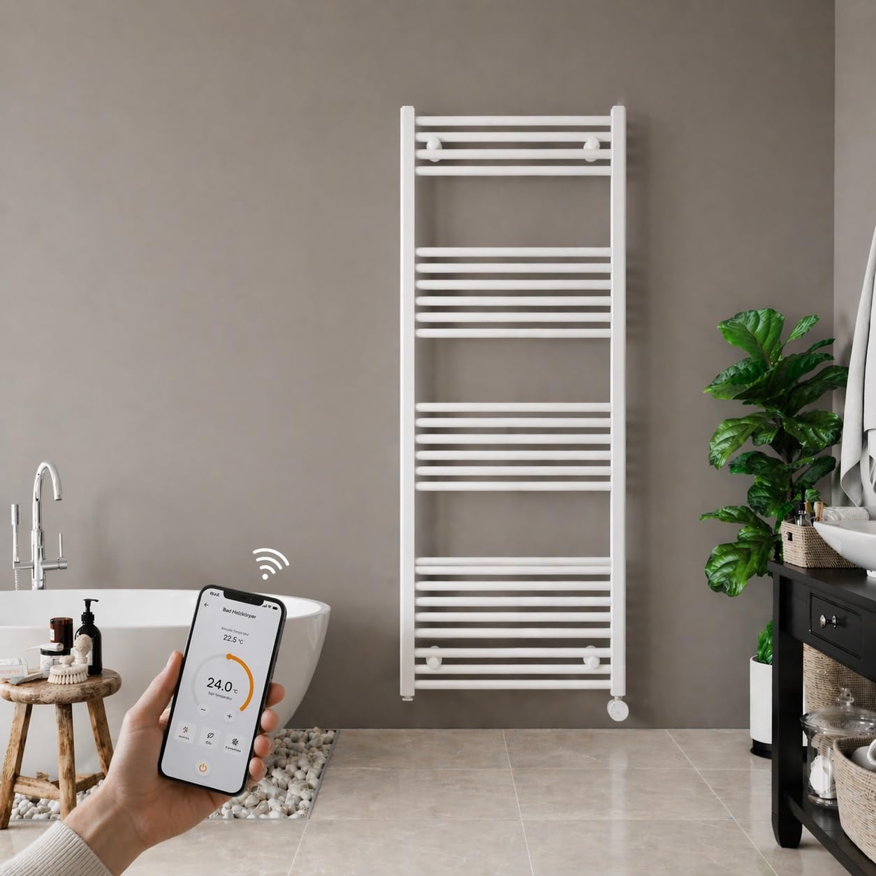Elektrischer Handtuchheizkörper 1775x750 (WiFi & Bluetooth), Weiss 1775h x 750b