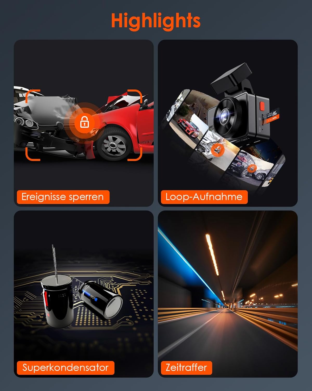 Dashcam E2 Dual-Kamera mit 2.7K Auflösung und GPS