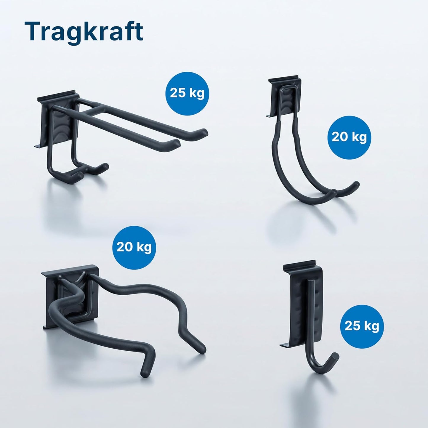 Werkzeug-Wandhalterung mit 12 Haken & 4 Schienen, 4 Paneele, 12 Haken