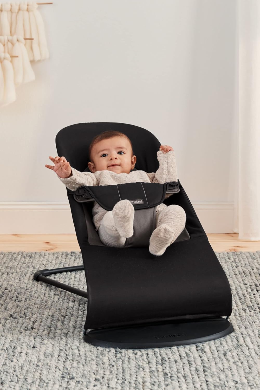 Babywippe Balance Soft, Gewebt/Jersey Schwarz/Dunkelgrau