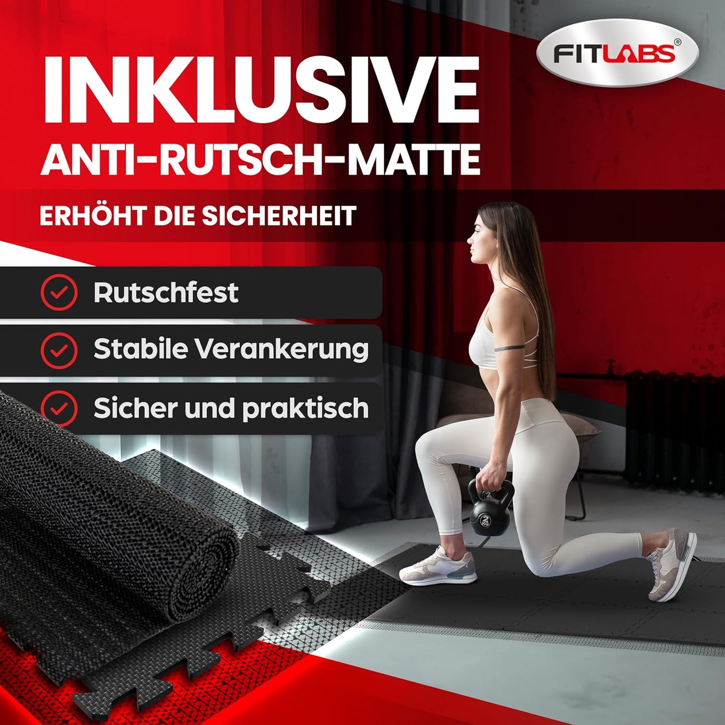 Bodenschutz-Trainingsmatten Set, Anthrazit | 18 Matten | 1,5 m²