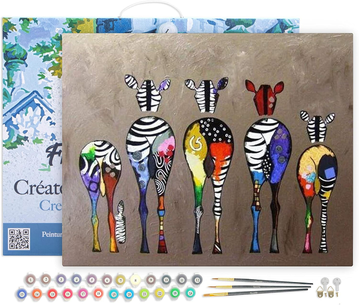 Malen nach Zahlen Set Zebras, Zebras von hinten 40x50cm Mit Rahmen (bereits gespannt)