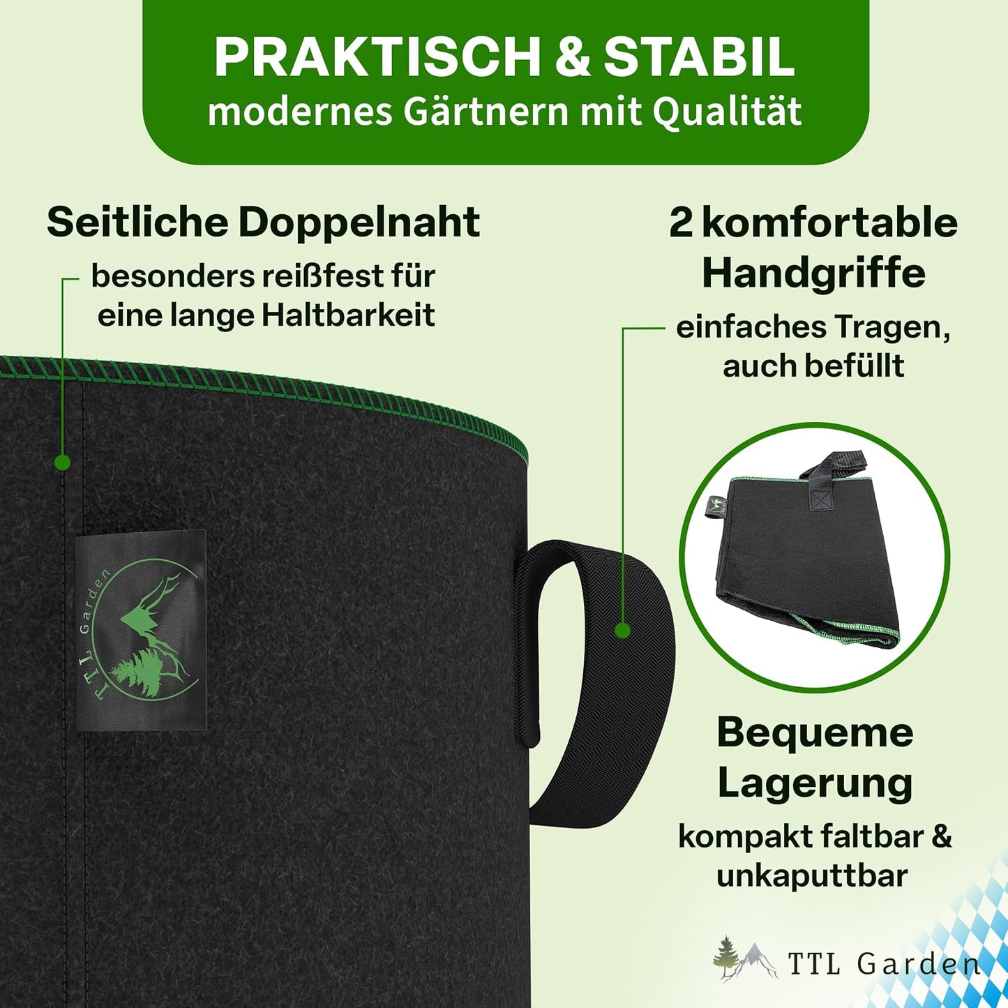 10er-Set Pflanzsack für Garten & Balkon, 12 Liter Allrounder 10