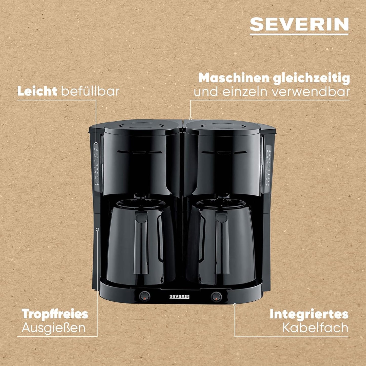 KA 9315 Duo-Filterkaffeemaschine, schwarz, DUO (2 Thermokannen, 16 Tassen)