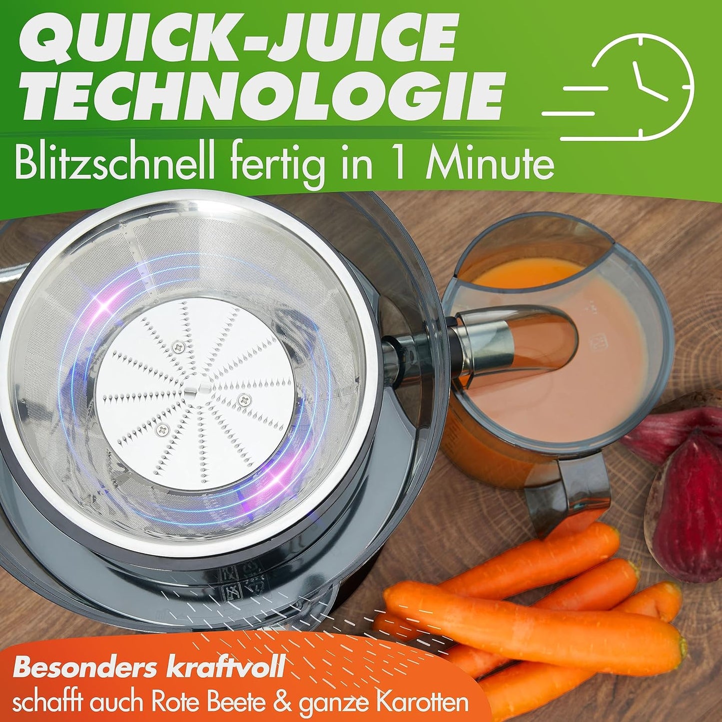 Quick-Juicer, Edelstahl XXL-Einfüllöffnung