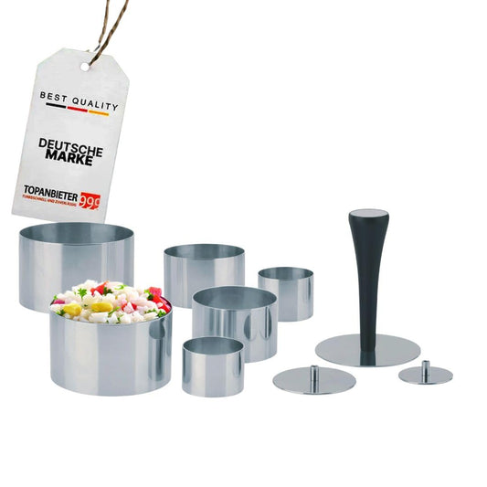 10-teiliges Dessertringe Set mit Presse