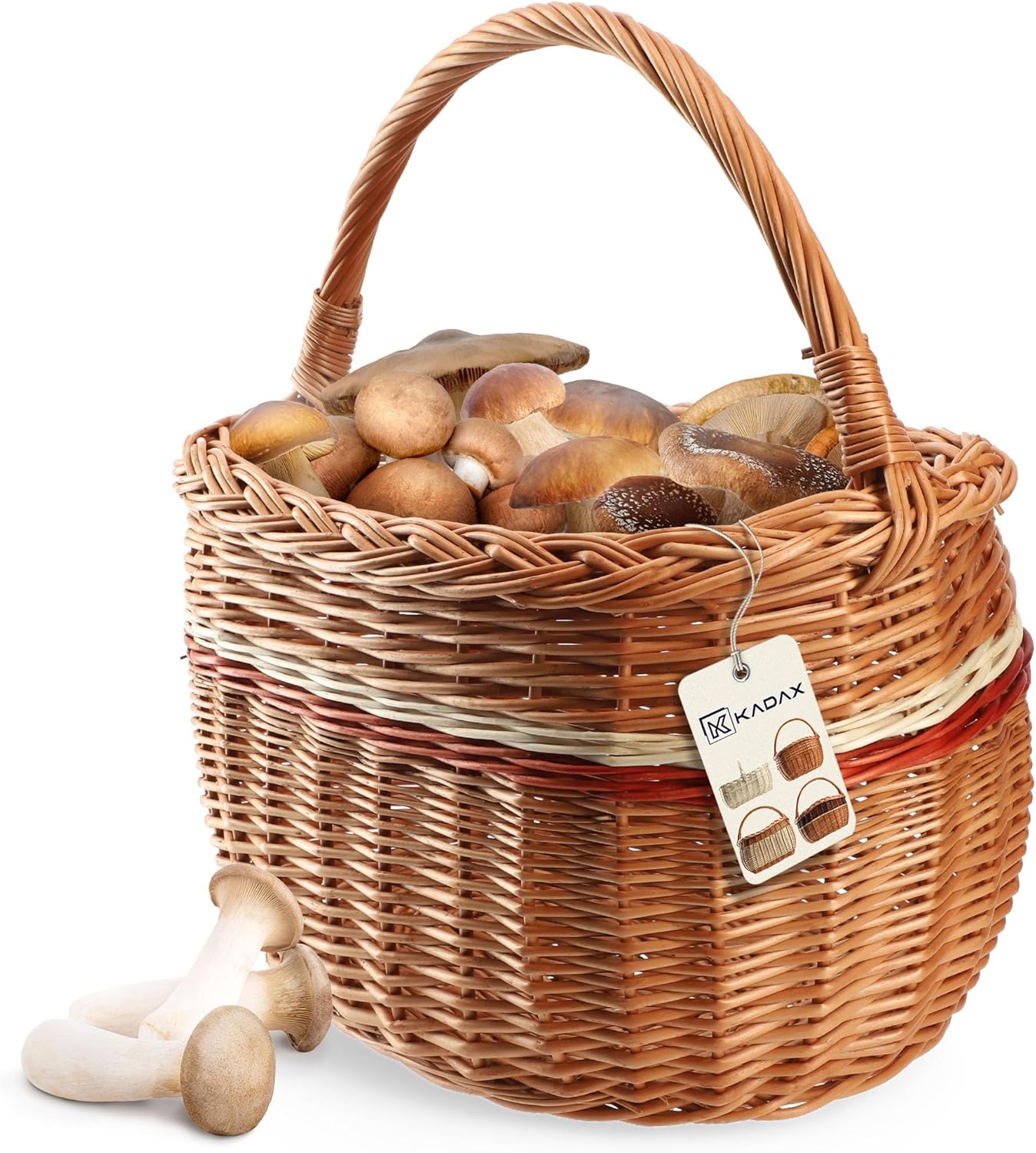 Weidenkorb mit Henkelgriff für Pilze und Einkäufe, 44x26x41cm Mix