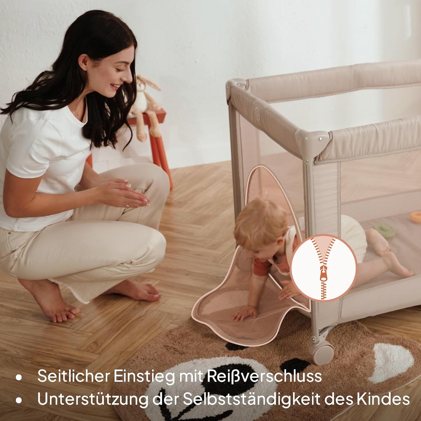 Amelie Baby-Reisebett faltbar mit Matratze, Grau