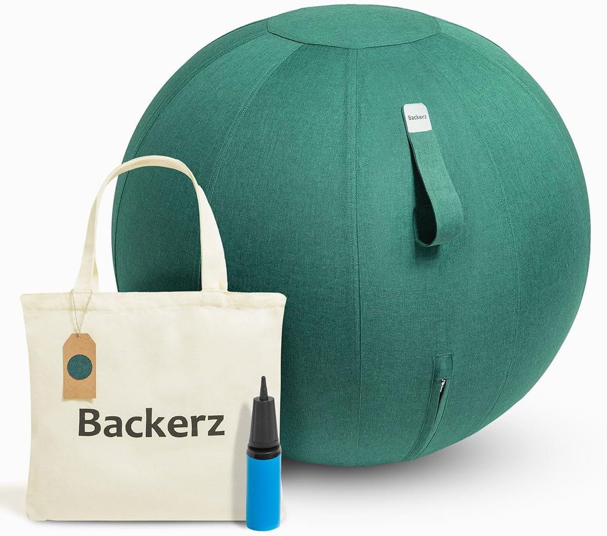 Ergonomischer Sitzball mit waschbarem Leinenbezug, 65 cm Grün