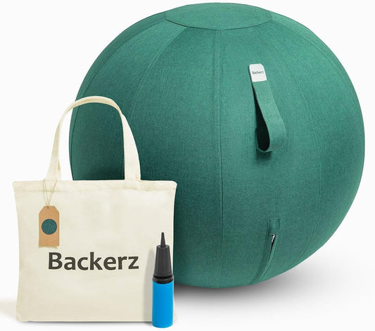 Ergonomischer Sitzball mit waschbarem Leinenbezug, 65 cm Grün