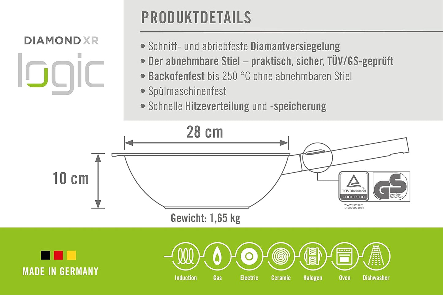 Diamond Logic XR Pro Wokpfanne, Ø 28 cm, 10 cm hoch