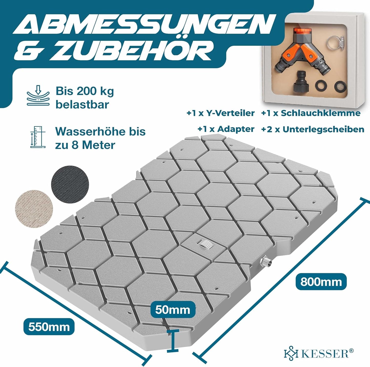Bodendusche Geo mit Fusssteuerung, Grau