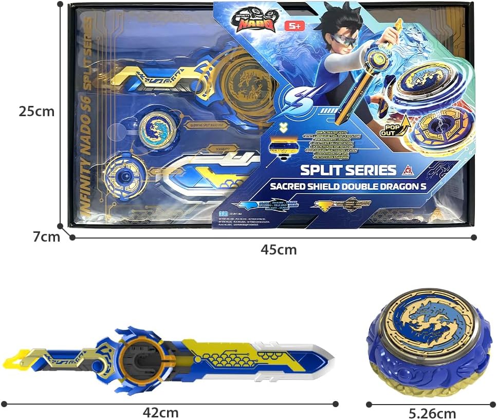 Battle Tops Kreisel-Set Split Series Sacred Shield Double Dragon S, Dragon Shield