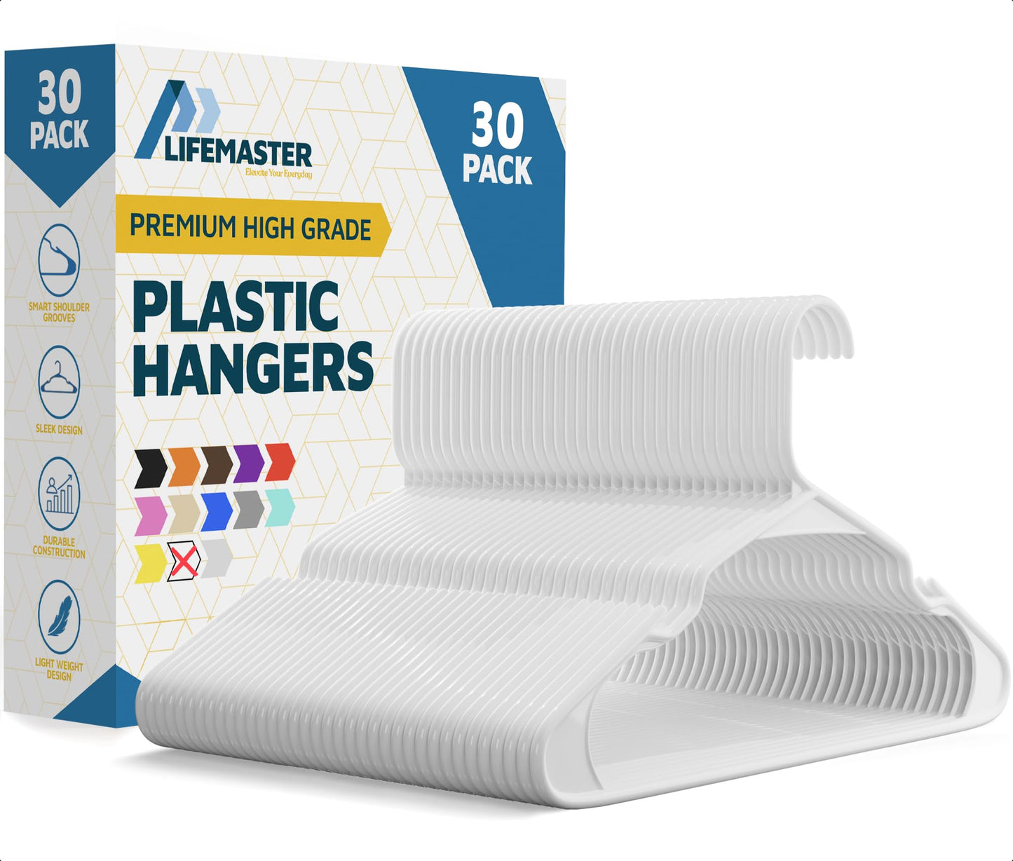 30-teiliges Kleiderbügel Set mit Schulterrillen, Pack of 30 Weiss/Opulenter Garten