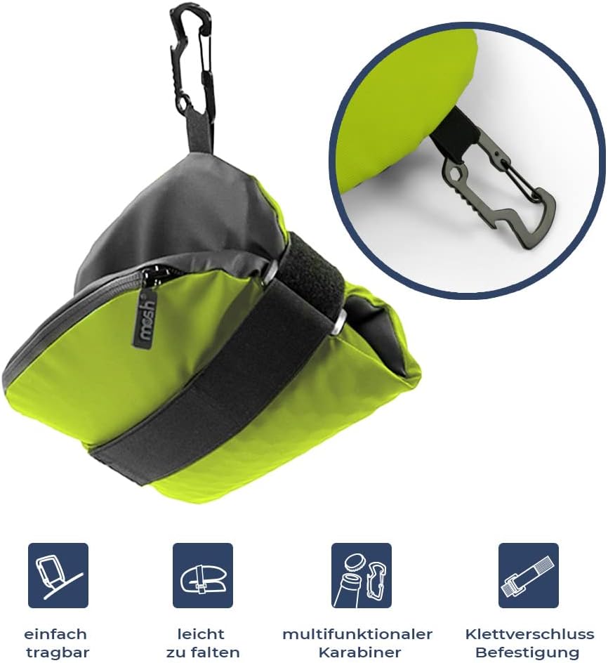 Outdoor Gelsitzkissen mit Karabiner, Limone / Schwarz