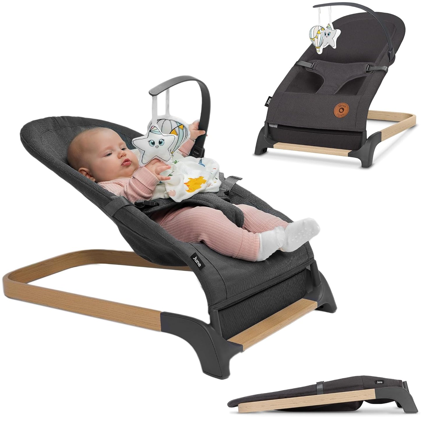Babywippe - June, Grau Stein 1 Stück (1er Pack)