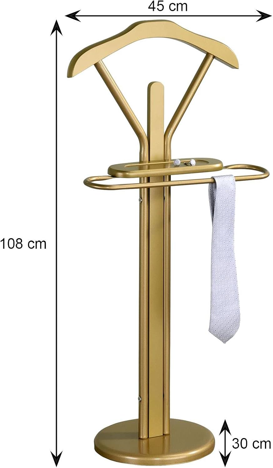 Herrendiener Fabio mit Kleider- und Hosenbügel, Gold